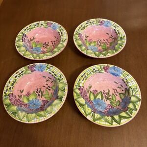 4 Gates Ware By Laurie Gates 9" Soup or Salad Bowl Floral Pink Multicolored
